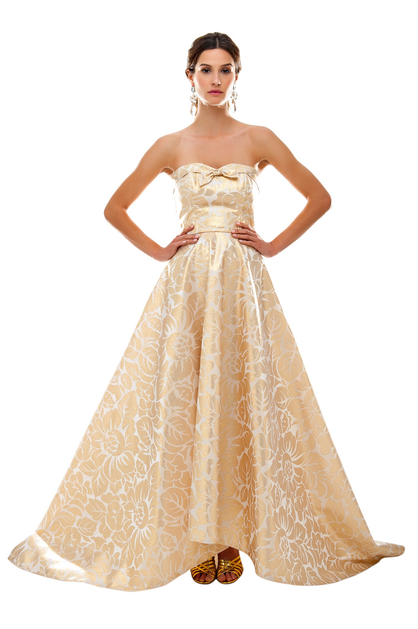 Gold Brocade Princess Gown – Bambah